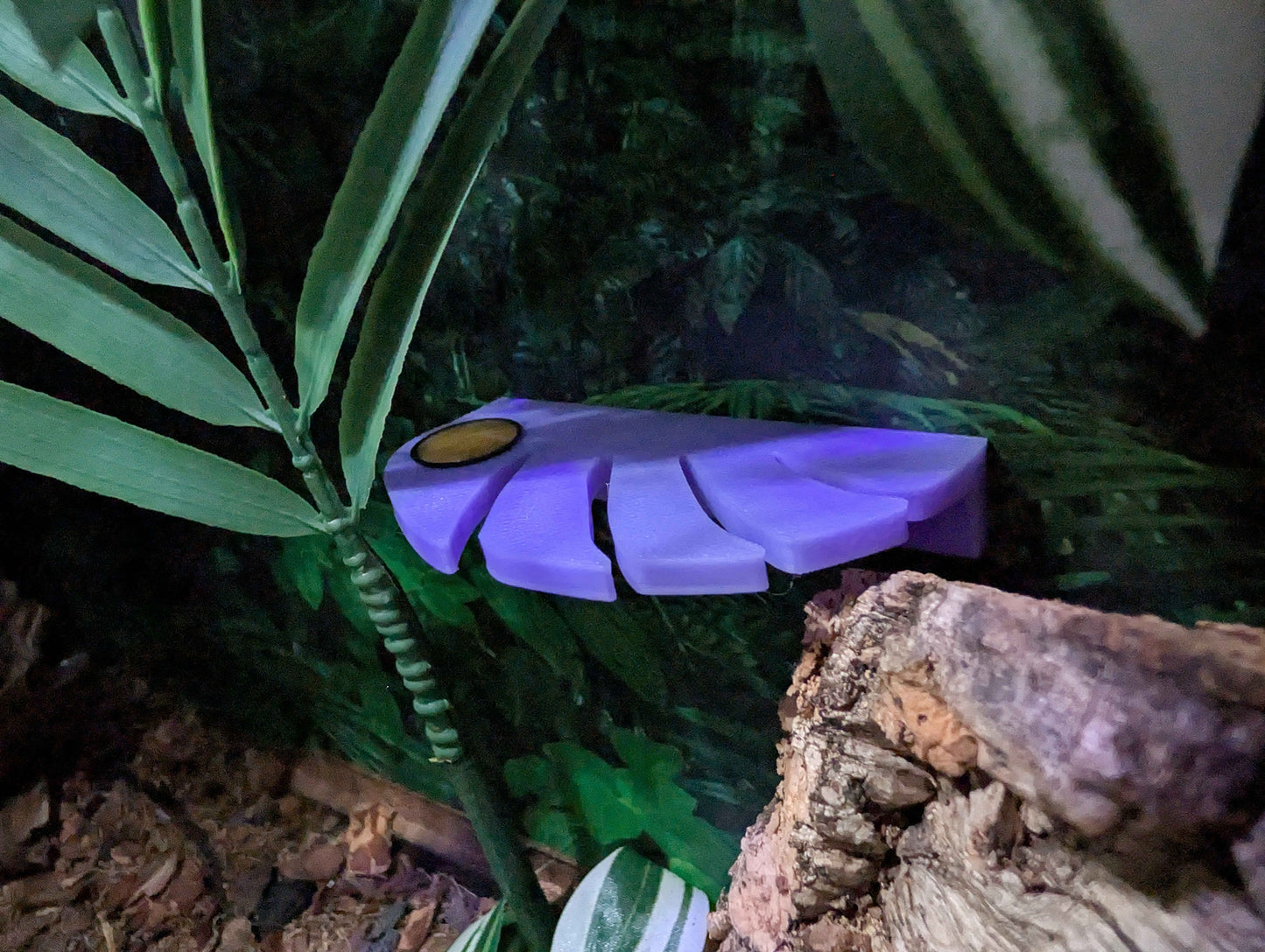 Monstera Leaf Gecko Feeding Ledge | Micro Magnetic Reptile Feeder with Custom Bowls | Arboreal Lizard Food & Water Station