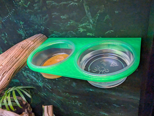 Magnetic Reptile Food and Water Ledge | Double Bowl Gecko Feeder | 1.5 oz Cup Holder for Crested Geckos, Lizards, and Small Reptiles