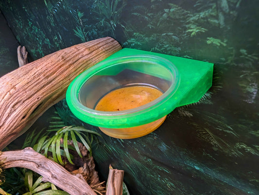 Magnetic Reptile Feeding Ledge | Single Bowl Gecko Feeder | 1.5 oz Cup Holder for Crested Geckos, Lizards, and Small Reptiles